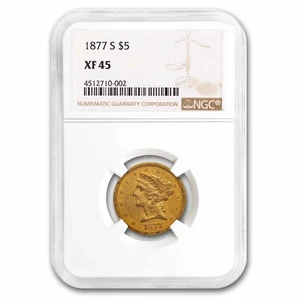 1877-S $5 Liberty Gold Half Eagle XF-45 NGC - Picture 1 of 3