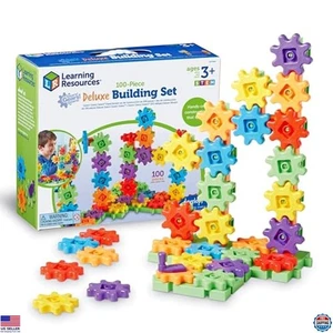 100-Piece Deluxe Building Set - Gears Toys for Kids, STEM Construction Fun - Picture 1 of 6