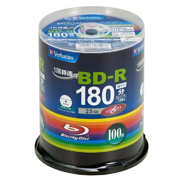 Verbatim Japan Blu-ray BD-R 25GB Single-sided 1 layer, 1-6x speed VBR130RP100SV4 - Image 1 of 1