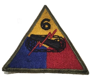 Original WWII U.S. Army 6th Armored Division Cut Edge OD Border Patch NG - Picture 1 of 3