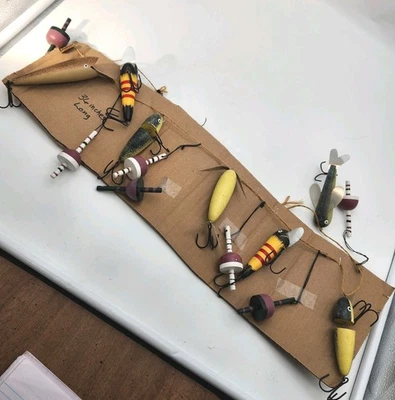 36" Wooden Fishing Lure Bobber Garland Cabin Lake Lodge Sportsman Fishing Lake - Image 1 of 4