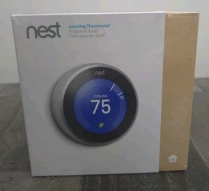 SEALED Google Nest 3rd Generation Learning Thermostat T3007ES Stainless Steel A+ - Picture 1 of 20