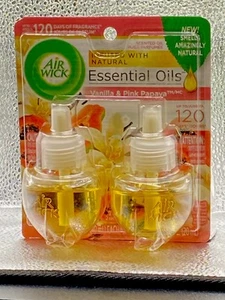 Air Wick Vanilla & PINK PAPAYA Essential Oils Scented Refills 2 Pack - Picture 1 of 2