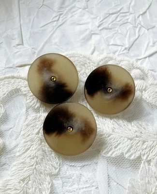 5pcs 22mm Resin plastic tortoise tortoiseshell round metal clothing shank button - Image 1 of 3