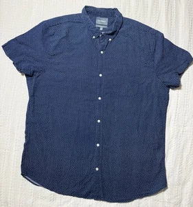 Bonobos dunkelblau geblümt XXL lang Standard Fit Kurzarm Button Down Hemd B3 - Bild 1 von 6