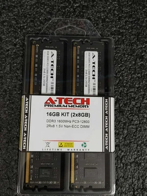 A-Tech 16GB (2x8GB) PC3-12800 (DDR3-1600) DDR3 Non-ECC DIMM Desktop Memory Ram - Image 1 of 4