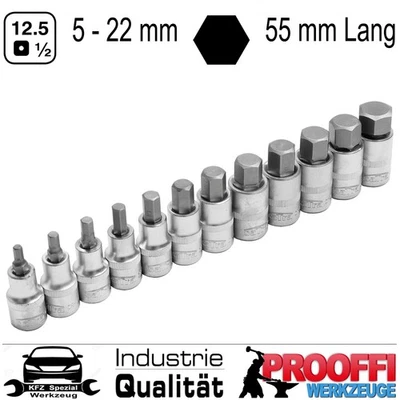 Für Inbus Schraube 1/2" Innensechskant 6-Kant Stecknuss Satz 5mm - 22 mm 12-tlg. - Bild 1 von 4