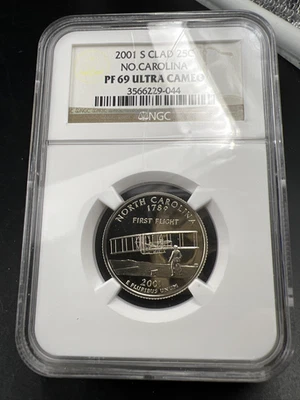 2001 S 25c Clad North Carolina Proof State Quarter NGC PF69 UCAM #044 - Image 1 of 4