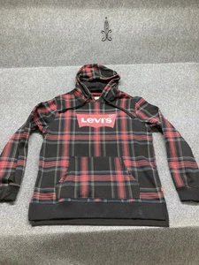 Levis Hoodie Men’s Size Large Red Plaid Long Sleeve Pullover  - Picture 1 of 10