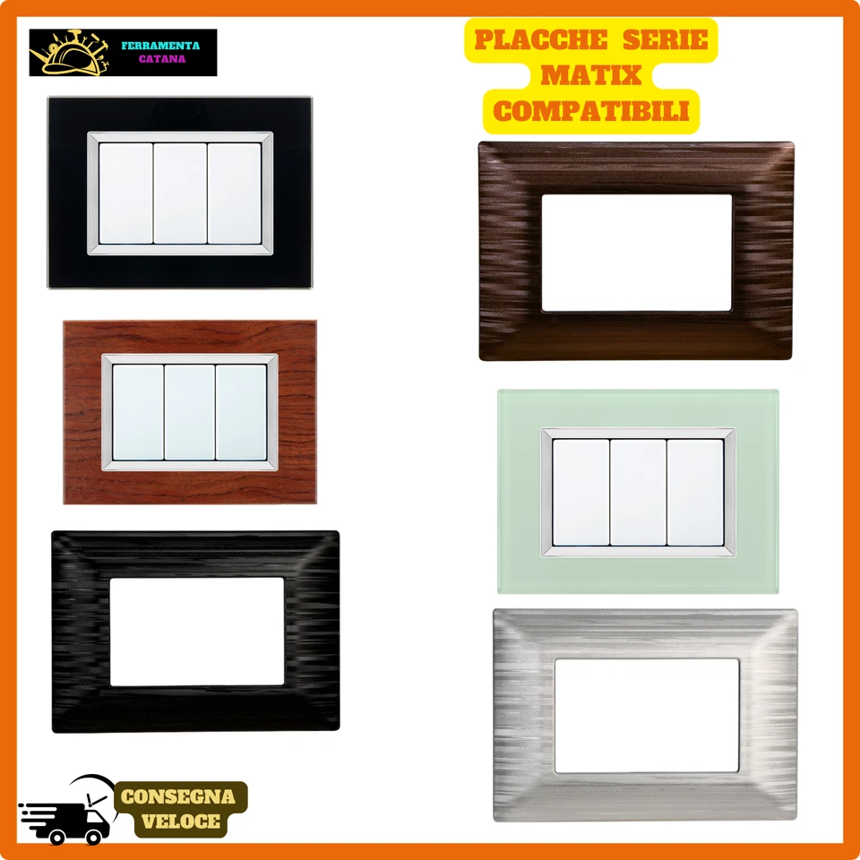 PLACCHE PLACCA BTICINO COMPATIBILI MATIX 3 MODULI POSTI VETRO PLASTICA METALLO - Immagine 1 di 1