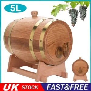 5L Vintage Wood Oak Timber Wine Barrel for Beer Whiskey Rum Port Wine Making - Picture 1 of 15