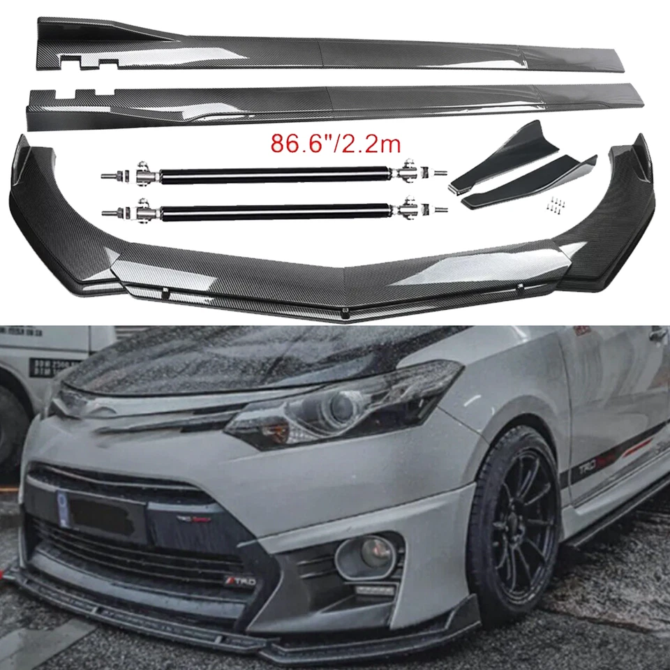For Toyota Camry SE Carbon Fiber Front Bumper Lip Spoiler Side Skirt Body Kits Foto 1 de 4