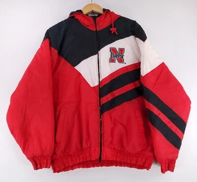 Logo 7 VTG 90s Nebraska Cornhuskers Hooded Spellout Full Zip Jacket Mens XXXL - Image 1 of 4