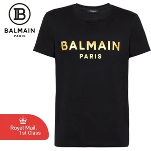 Balmain Men's (Gold on Black) M L XL 2XL XXL *AUTHENTIC* T-Shirt Sealed Free P&P - Picture 1 of 8