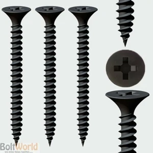 3.5 x 25mm BLACK FINE THREAD DRYWALL / PLASTERBOARD SCREWS - SUPER SHARP SCREWS - Picture 1 of 1