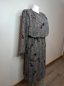 90s Studio I New York Dress Long Sleeve Poly Knit Belted Pleated 44 Bust Tall 20 - Picture 1 of 18