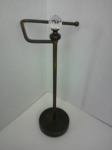 Bronze Fingertip Hand Towel Free Standing Holder Crystal Finial Topper 16" Tall - Picture 1 of 3