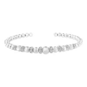 Brazalete brazalete con cuentas de bola de rondelle de diamantes de 1/4 quilate en plata de ley - Imagen 1 de 7
