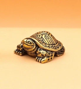 Messing Schildkröte Tier Statue kleine Skulptur Tischfigur Wohndeko Geschenke - Bild 1 von 5