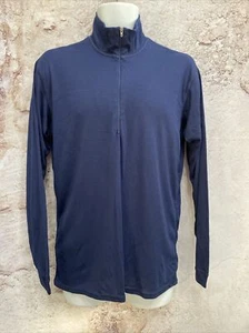 Thin Mesh Patagonia Shirt Men Large Blue 1/4 Zip Lng Sleeve Pullover Workout W29 - Picture 1 of 9