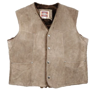 Pioneer Wear Men's Brown Genuine Leather Sherpa Lined Vest Size 44 Work Chore - Picture 1 of 13