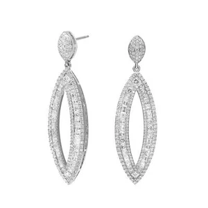 5.32Cttw Princess & Round Cut Diamond Drop Earrings 18K White Gold - Picture 1 of 5