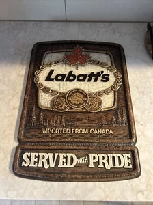 Insegna Labatt's Beer Bar Forma Sottovuoto/Finto Legno/MANCAVE BAR USATA SPEDIZIONE VELOCE - Foto 1 di 4