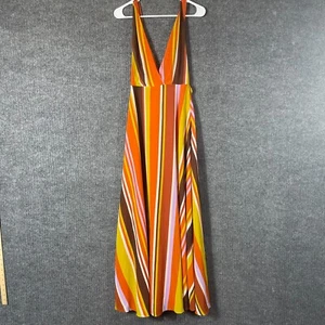 Forever 21 Contemporary Dress Womens Small Orange Maxi Long Zip Up Beach Lined - Picture 1 of 12