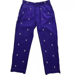 Polo Ralph Lauren Purple Shield Crossed Sabers Embroidered Corduroy Pants 35x32 - Picture 1 of 15