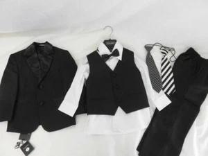 NWT-Tazio Boy's Tuxedo- Toddler-Formal Suit-6 Piece Set-Black/White-Size 3 - Picture 1 of 12