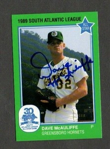 Dave McAuliffe 1989 SAL All-Star Greensboro Hornets authentic autographed card