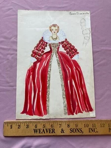 NEW! 1930s-1940s Original Artwork by Lester Design of Chicago, "Queen Elizabeth" - Foto 1 di 3