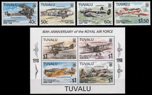 Tuvalu 1998 - Mi-Nr. 793-796 & Block 63 ** - MNH - Aviones / Aviones - Imagen 1 de 1