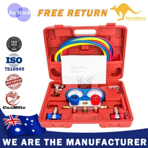 R134a A/C Refrigerant Kit,Pump Manifold Gauge Air Freon Vacuum Recharge Set HVAC - Picture 1 of 12