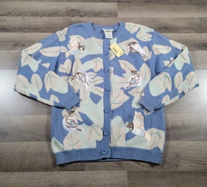 VTG Northern Reflections Cardigan Sweater Small Hummingbirds Cottage Core NWT - Picture 1 of 16