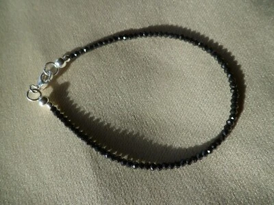 Feines Armband mit Spinell, schwarz facettiert, 2,2 mm, 17 - 22 cm 925 Silber - Bild 1 von 3