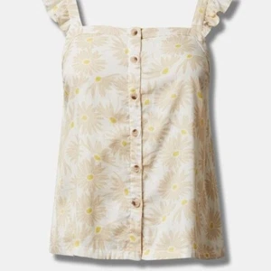 Torrid Tank Top 5X - Daisy Double Gauze Ruffle Button Front Tee T-Shirt Plus New - Imagen 1 de 4
