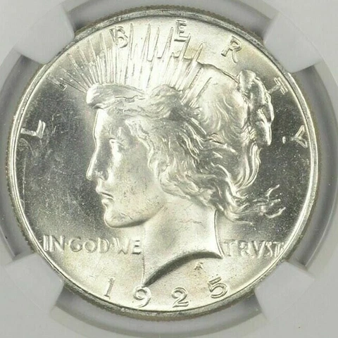 (1) BU $1 1925 Peace Silver Dollars Dripping with luster Unc MS 90% Bulk & Save Cover