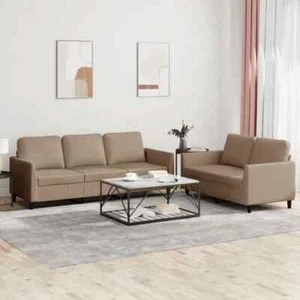 NNEVL 2 Piece Sofa Set with Cushions Cappuccino Faux Leather - Picture 1 of 7