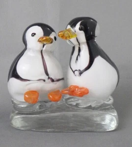 Vintage Murano? Kunstglas Briefbeschwerer / Figur Pinguine sitzend auf Eis - Bild 1 von 9