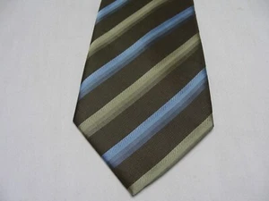 VAN HEUSEN - Green, Blue & Brown Striped Hand Made Neck Tie! - Picture 1 of 9