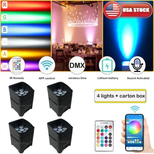 Batteria LED Illuminazione App Controllo 6x18W RGBWA UV Discoteca Dj Matrimonio Festa - Foto 1 di 5