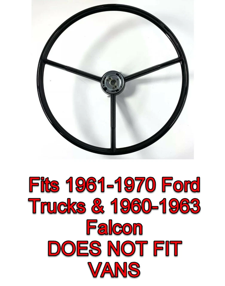 Volante negro brillante para camioneta Ford 1961-1970 y Falcon 1960-1963 Foto 1 de 4