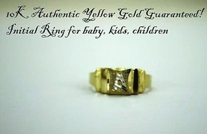 10K Gelbgold Initialen Alphabet Buchstaben Ring für Baby Kinder Kinder Größe 1 bis 3 - Bild 1 von 13