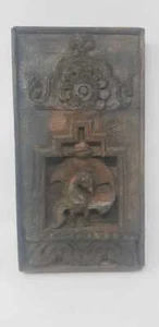 Antico vecchio blocco legno intagliato pavone pannello da appendere a parete decorativo NH5406 - Foto 1 di 8