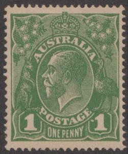 KGV 1D GREEN DOT BEFORE ONE ON COARSE MESH MINT HINGED. - Picture 1 of 2