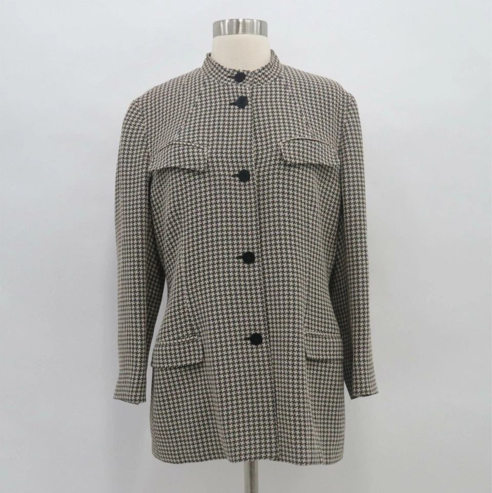 Chaqueta Blazer Giorgio Armani Mujer 10 Lana Pata de Gallo Negra Marfil Clásica Foto 1 de 4
