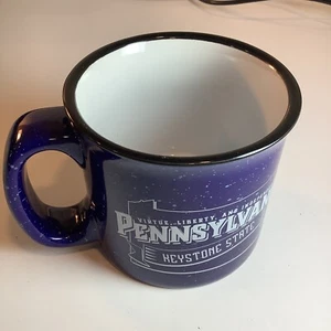 Pennsylvania Keystone State Ceramic Solid Heavy Mug Gift Royal Blue Hi- Way 1787 - Picture 1 of 6