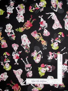 Loralie Love Your Look Salon Parlor Black Cotton Fabric 21" 10" & 10" (3 Pc Lot) - Picture 1 of 1