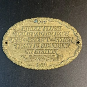 1970's Vtg Pullman Standard Brass Train Toilet Bathroom Sign Plaque Original 5" - Picture 1 of 7